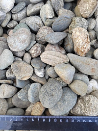 Kamenclub.ru: Галька речная окат (пестрая) фр. 20-40 мм. купить  в Ростове-на-Дону галька речная пестрая, серая, серые оттенки галька речная окатанная округлая 5000 руб/т   фото КАМЕНЬ КЛУБ