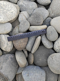 Kamenclub.ru: Галька речная плоская (серо-белая) фр. 70-120 мм. купить в Ростове-на-Дону галька галечник речной серый, белый окатанная плоская  природная галька 9000 руб/т   фото КАМЕНЬ КЛУБ