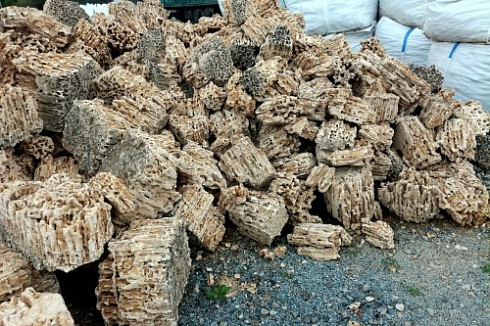 Kamenclub.ru: Крымский природный меотис фр. 100-500 мм.  купить в Ростове-на-Дону меотис бежевый рыжий молочный желтый ракушечник 4 500 руб/т   фото КАМЕНЬ КЛУБ