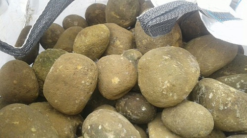 Kamenclub.ru: Песчаник ядра, фр. 100-300 мм  купить в Ростове-на-Дону песчаник бежевый серый рыжий речная галька 5 000 руб/т   фото КАМЕНЬ КЛУБ