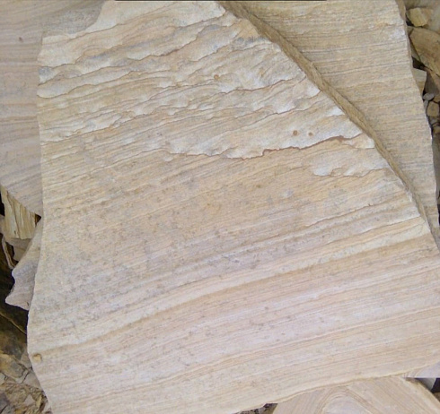 Kamenclub.ru: Песчаник пластушка желтый с рисунком (4-6 см)  купить в Ростове-на-Дону плитняк пластушка желтый с рисунком песчаник 9 000 руб/м3   фото КАМЕНЬ КЛУБ